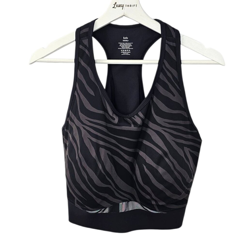 Knix Momenta Racerback Sports Bra, Zebra, Wireless, XXXXL+ Fits 44D,DD, DDD